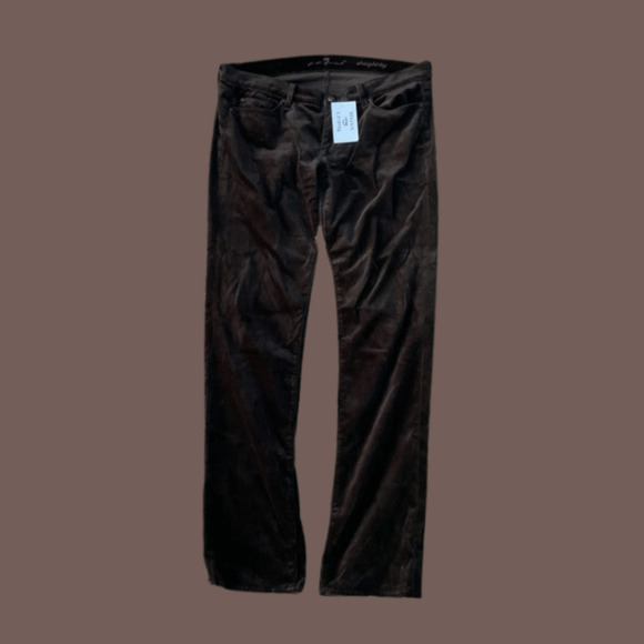 7 For All Mankind Sueded Pants | Brown Straight Leg | Size 32 | Vintage - Picture 1 of 4